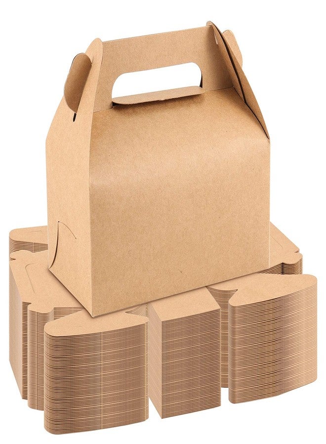 HAKZEON 120 PCS Brown Kraft Party Favor Treat Boxes, 6.4 x 3.5 x 3.2 Inch Gable Box, Goodie Gable Paper Gift Boxes with Handles for Wedding Birthday Party - Image 1